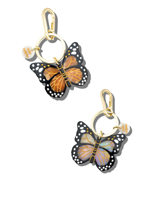 Solar Eclipse Hand-painted Monarch Butterfly Bag Charm + Keychain