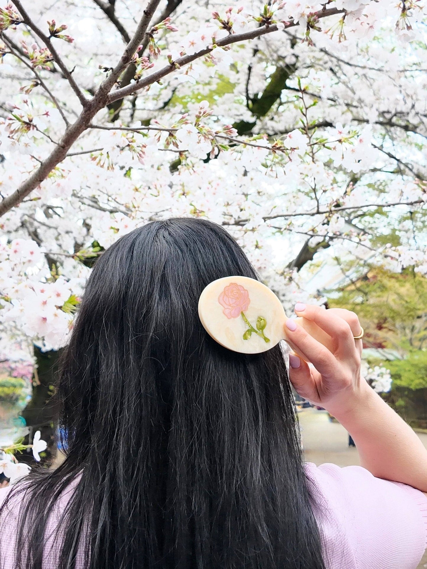 Solar Eclipse  Hand-painted Spring Rose Handbag Hero Brush