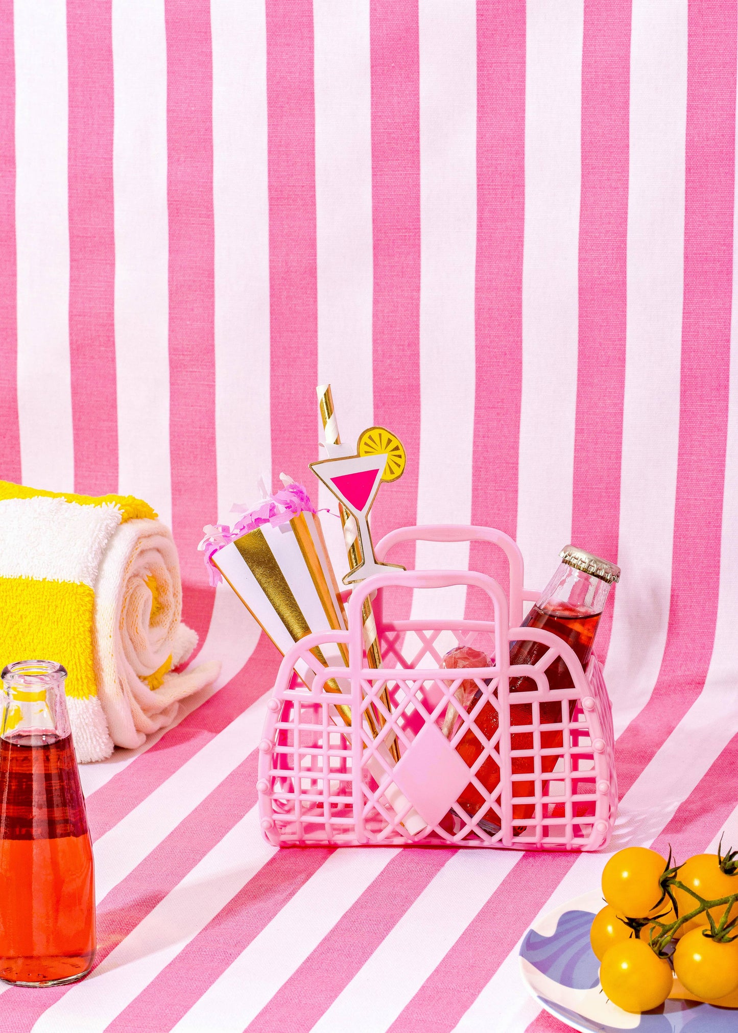 Sun Jellies Retro Basket Jelly Bag - Mini: Bubblegum Pink