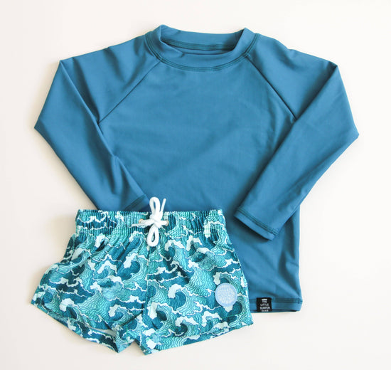 The Little Surfer Dude Dark Blue Rashguard