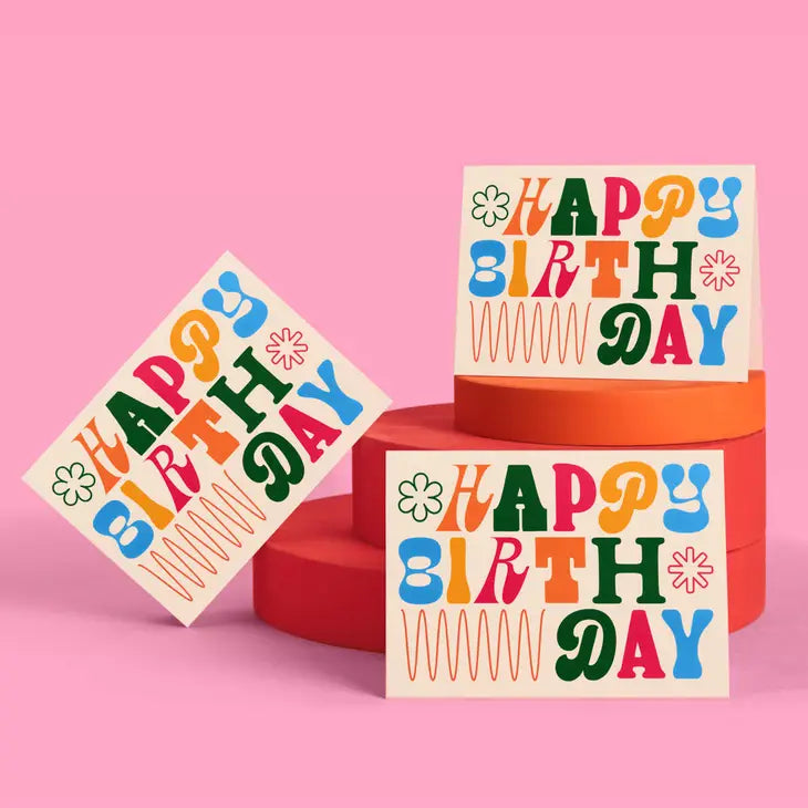 Groovy Blank Happy Birthday Cards