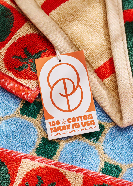 Palm Grid Checked Cotton Terry Cloth Towel