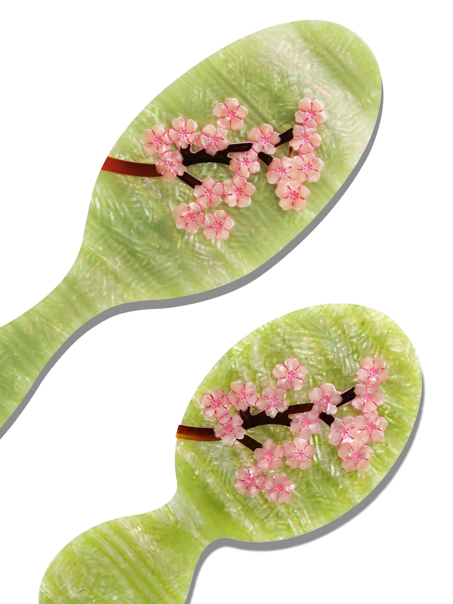 Solar Eclipse Hand-Painted Green Sakura Blossom Brush