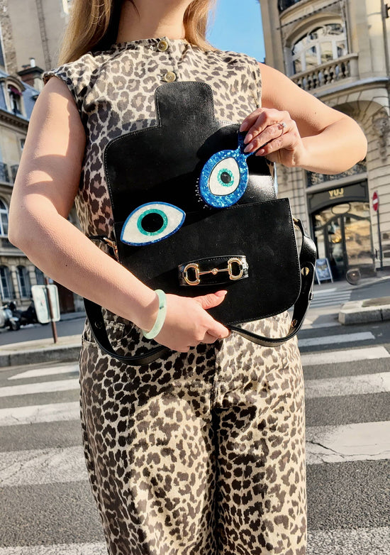 Solar Eclipse Hand-painted Evil Eye Handbag Hero Brush