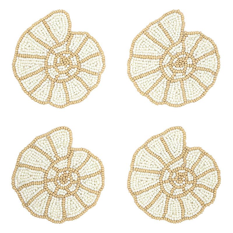 Shell Beaded Coasters - Set of 4