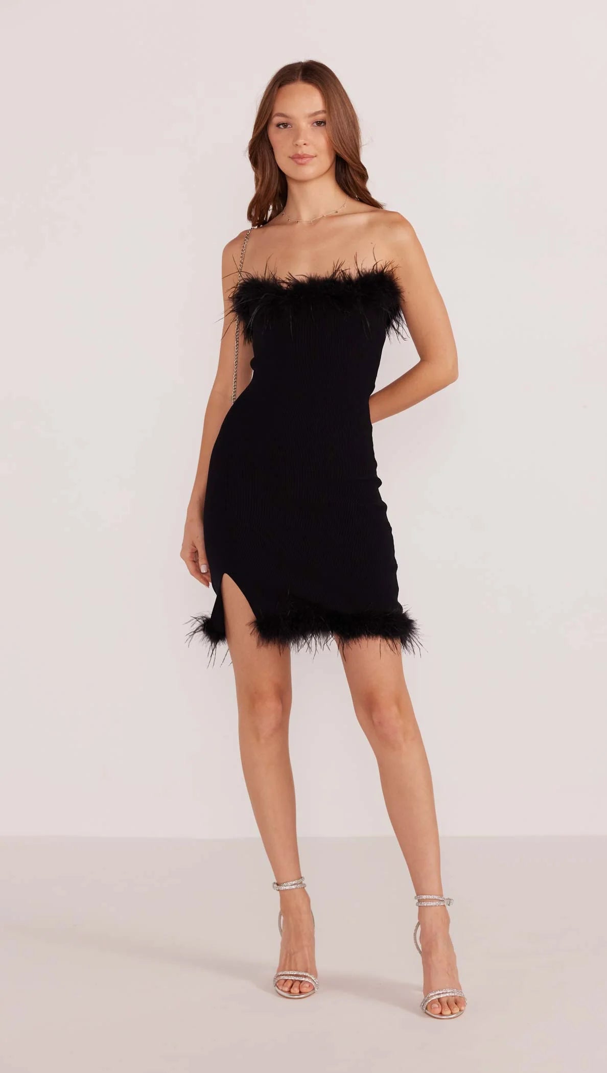 Mink Pink Aster Feather Trim Mini Dress The Wander Shop Mink Pink Aster Feather Trim Mini Dress The Wander Shop