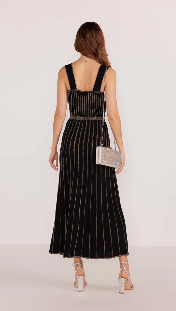 Mink Pink Celia Lurex Stripe Midi Skirt