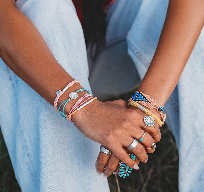 K'lani "Embrace" Bright Pastels with Silver Sea Turtle Charm Hair Tie Bracelets