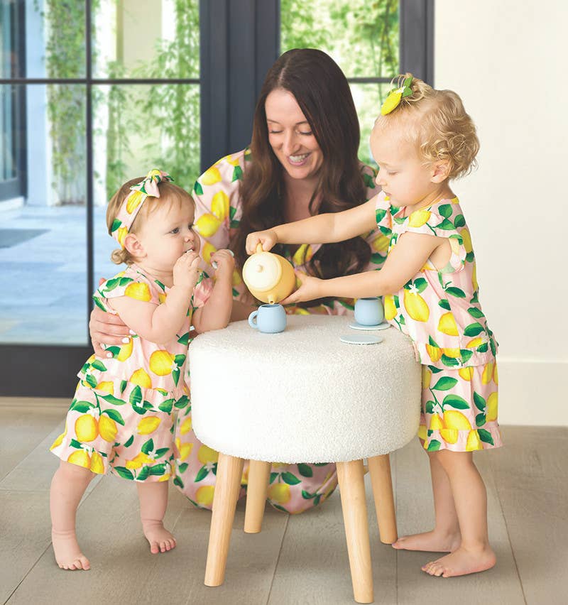Shorts Ruffle Set - Pink Stripes + Lemons