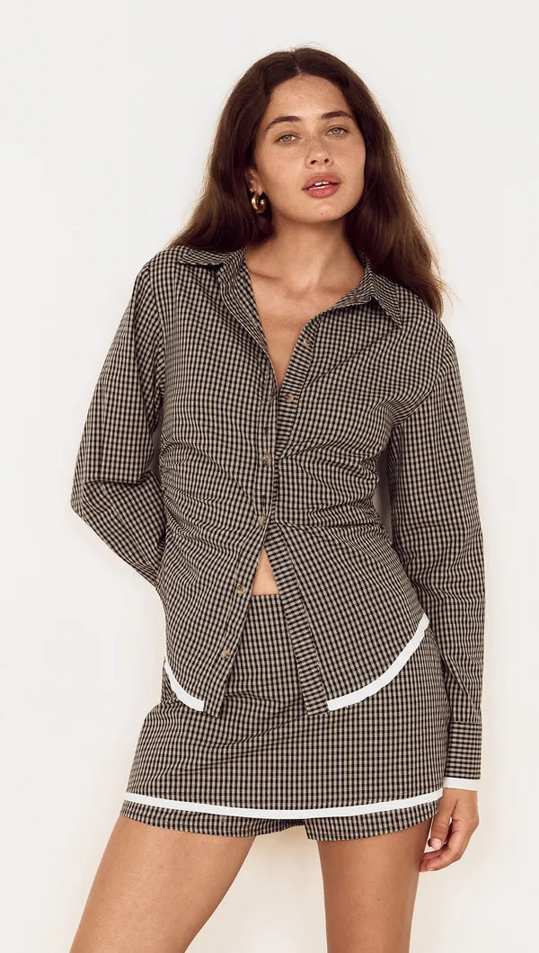 MINKPINK Wrem Check Contrast Hem Mini Skirt