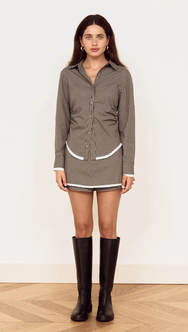 MINKPINK Wrem Check Contrast Hem Mini Skirt
