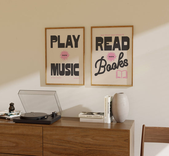 Play More Music Print  Black