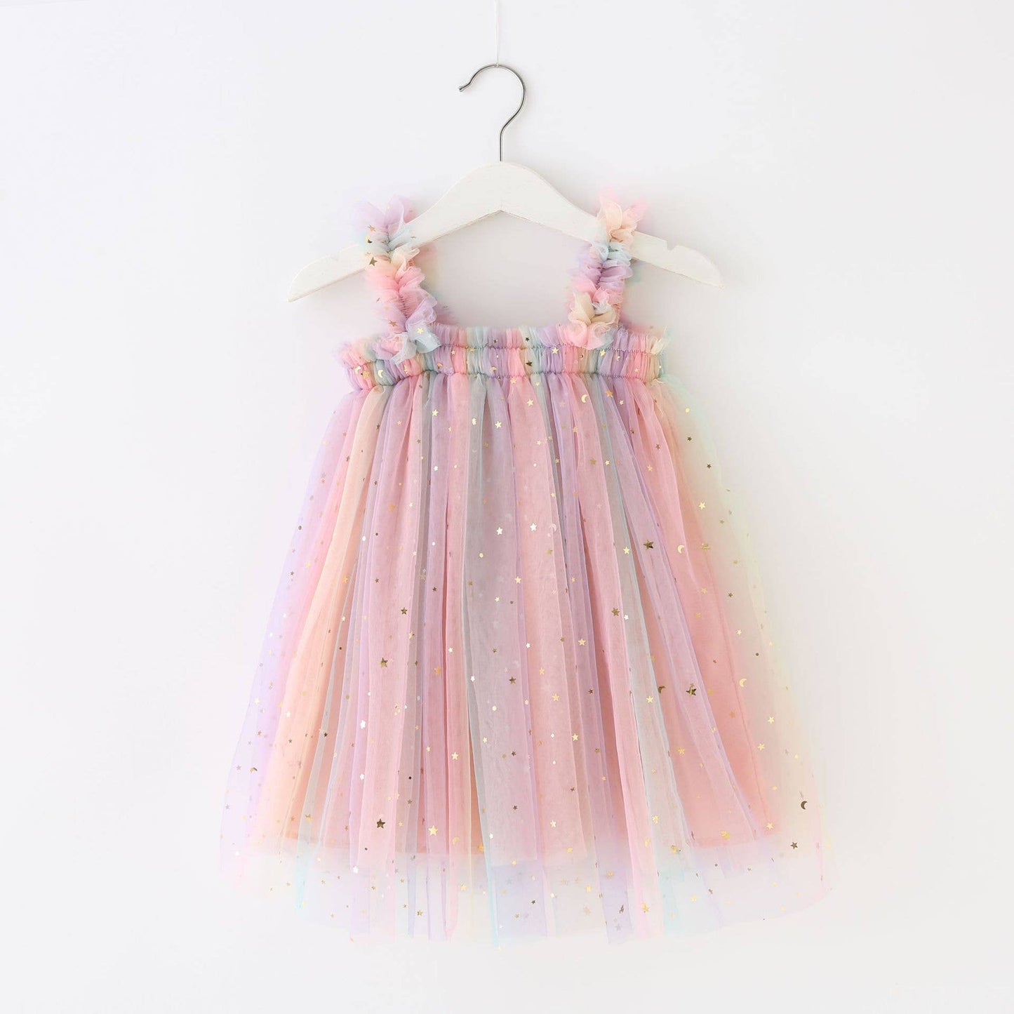 Girls Sequin Stars Mesh Dress