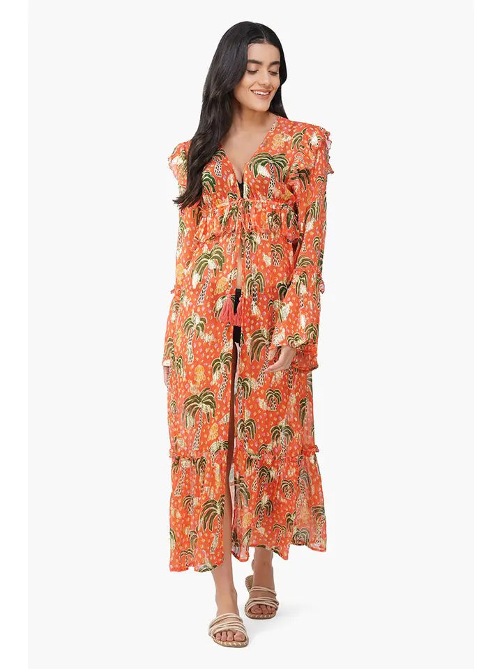 America & Beyond Coral Farm Lurex Cover Up