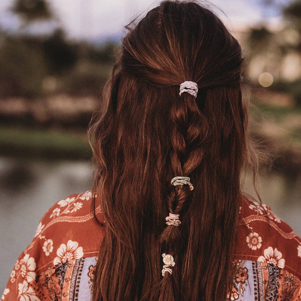 K'lani "Explore" Gold Compass Charm Hair Tie Bracelets