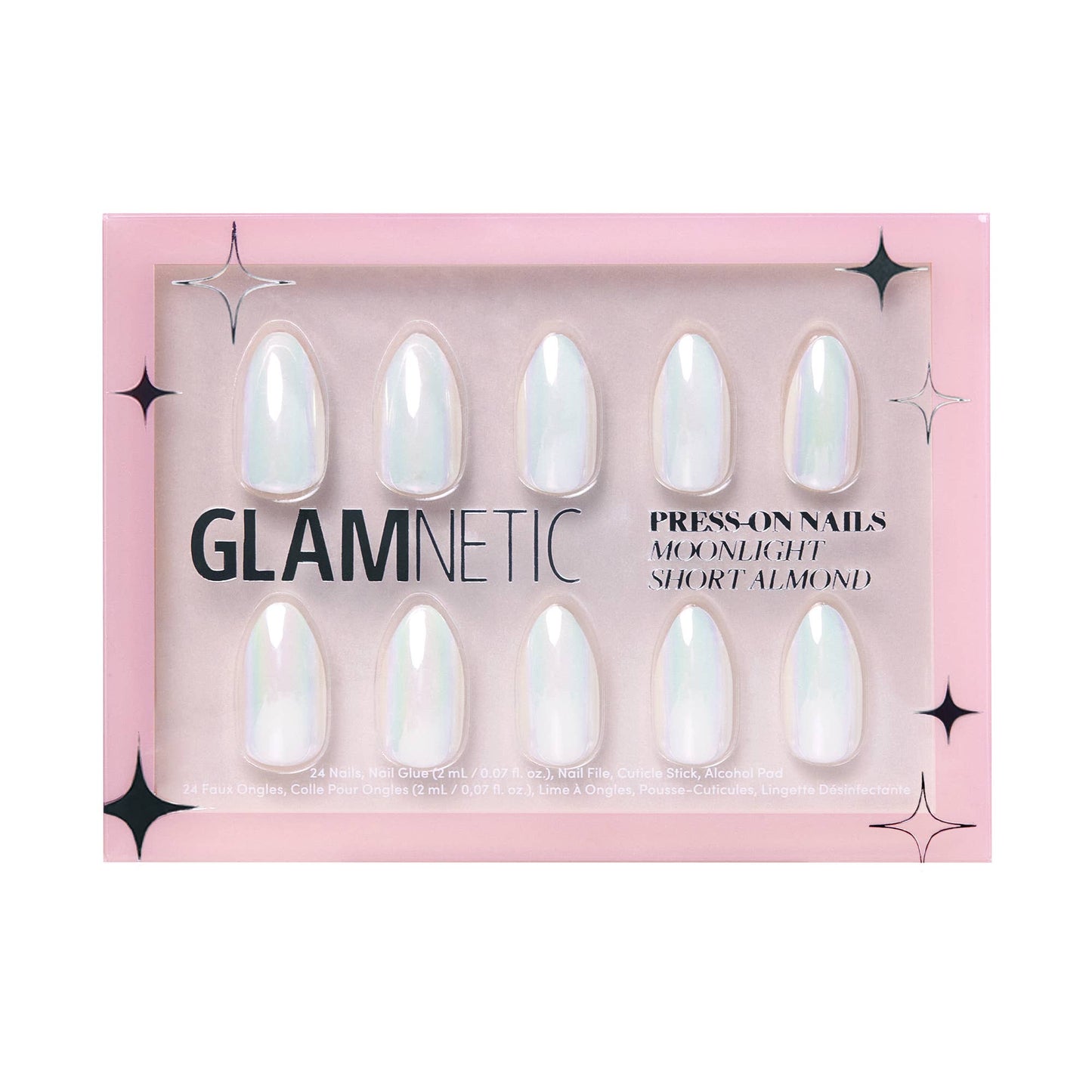 Glamnetic Moonlight Press-On Nails|Pearlescent White| Short Almond