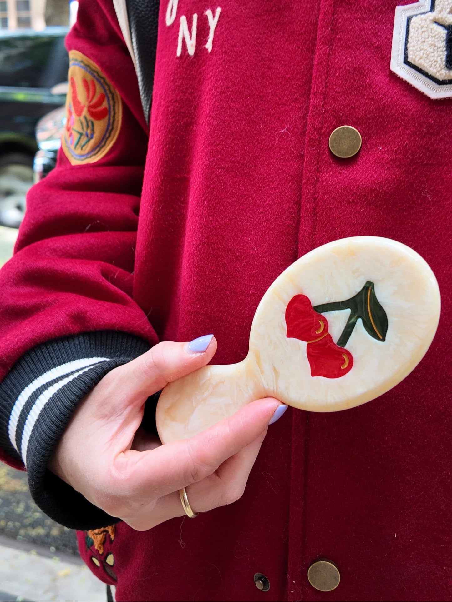Solar Eclipse Hand-painted Cherry Hearts Handbag Hero Brush