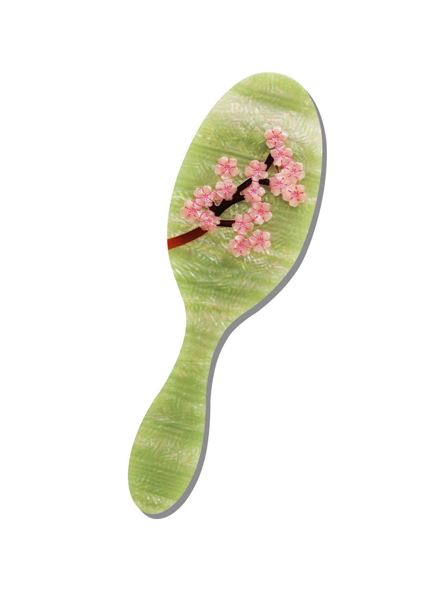 Solar Eclipse Hand-Painted Green Sakura Blossom Brush