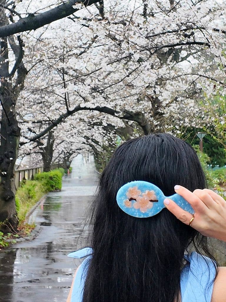 Solar Eclipse Hand-painted Cherry Blossom Handbag Hero Brush