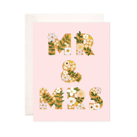 Mr & Mrs Floral Wedding Card