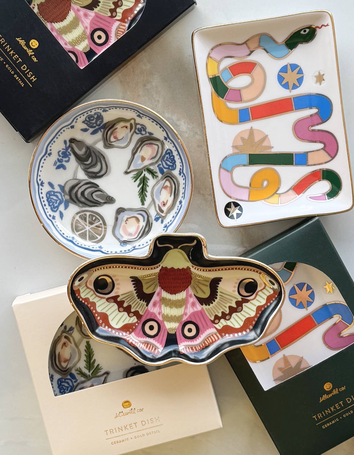 Porcelain Trinket Dish Rainbow Snake