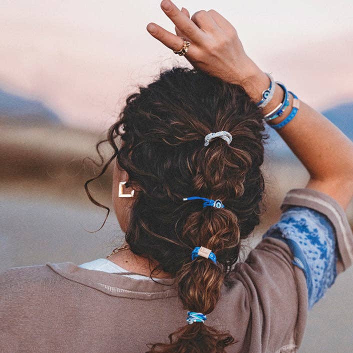 K'lani "Resist" Blue Evil Eye Hair Tie Bracelets
