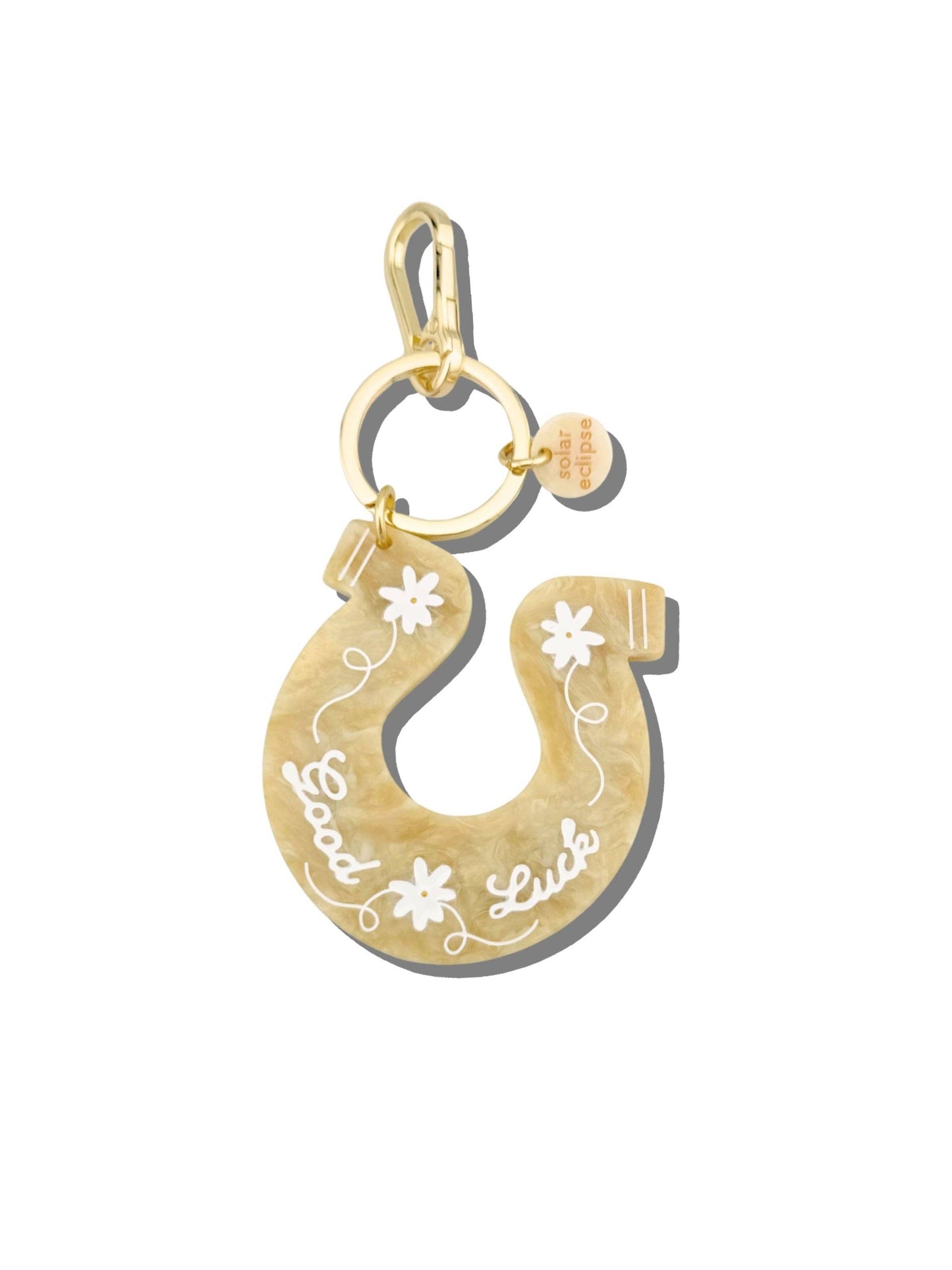 Solar Eclipse Hand-Painted Good Luck Horseshoe Bag Charm + Keychain
