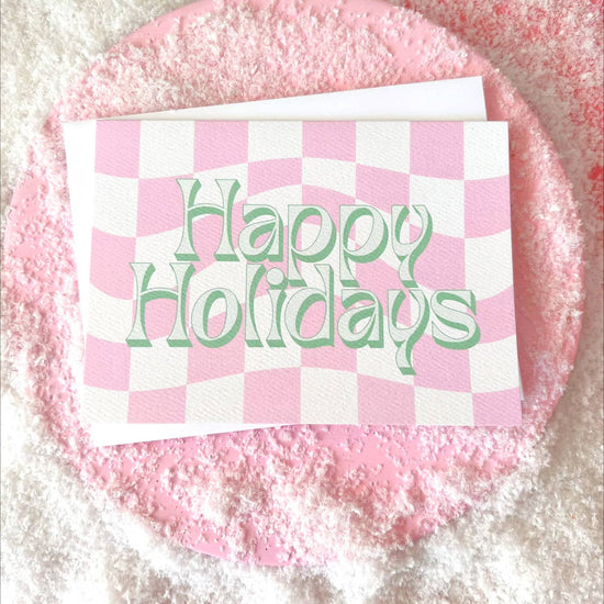 Load image into Gallery viewer, Happy Holidays Check Pink Card
