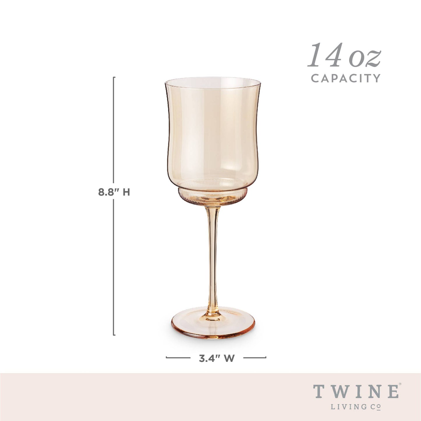 Tulip Amber-Tinted Glass Stemmed Wine Glasses - Set of 2