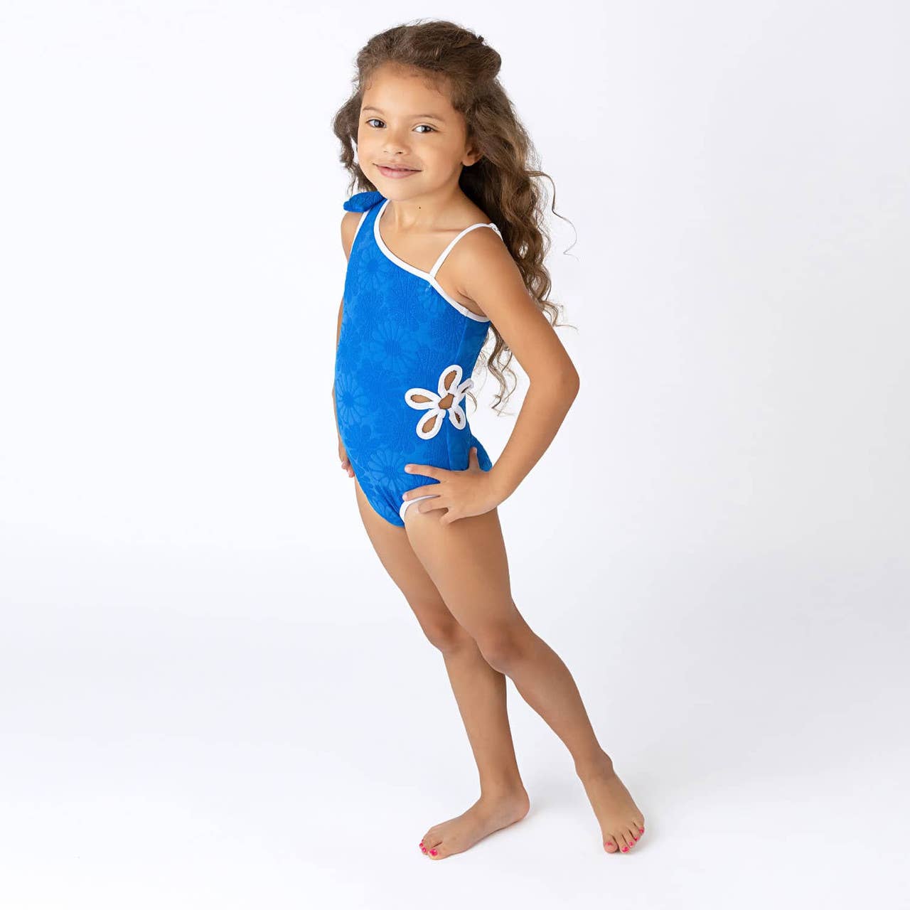 Shade Critters Royal Blue Floral One Shoulder One Piece
