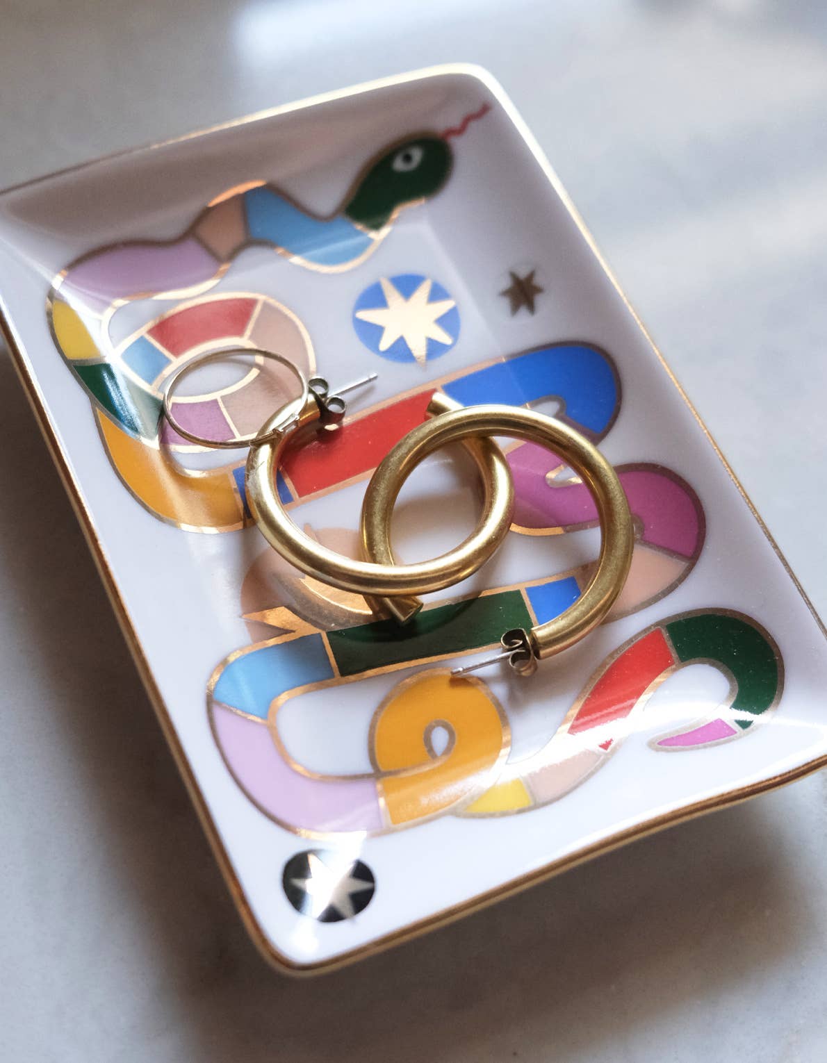 Porcelain Trinket Dish Rainbow Snake