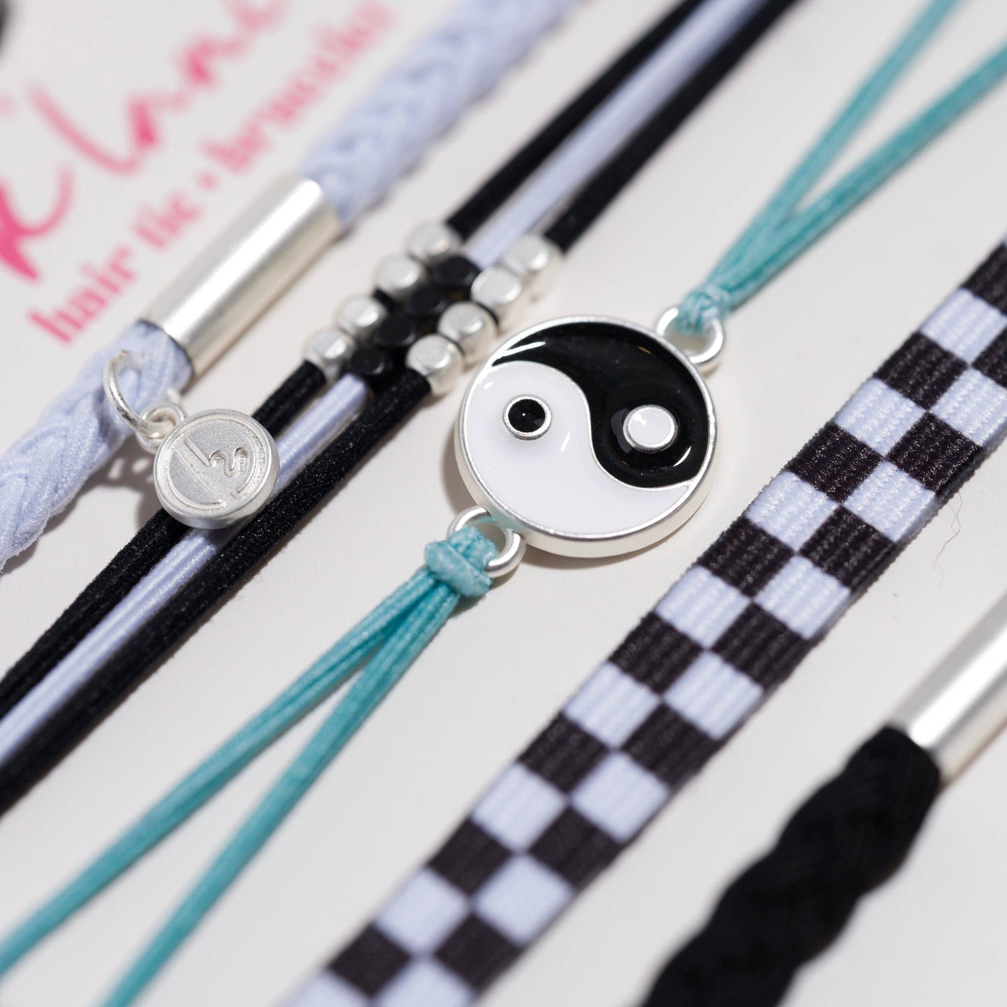K'lani "Balance" Black & White Yin Yang Hair Tie Bracelets