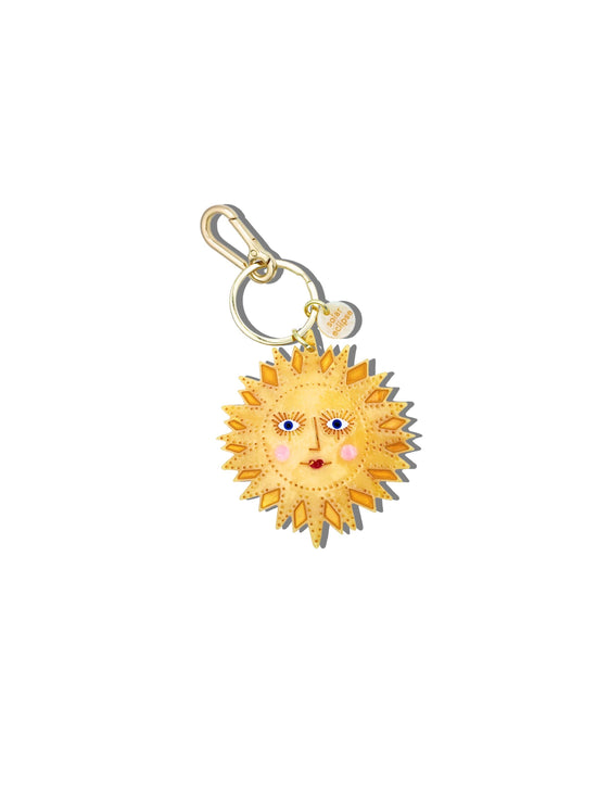 Solar Eclipse Hand-painted Celestial Sun Bag Charm + Keychain