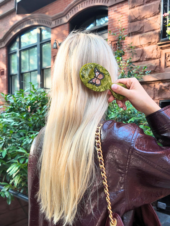 Solar Eclipse Hand-painted Pink Butterfly Handbag Hero Brush