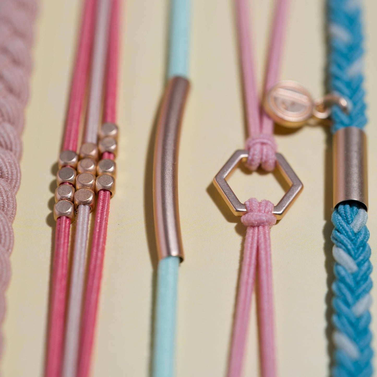 K'lani "Live" Teal and Coral with Gold Accent Hair Tie Bracelets