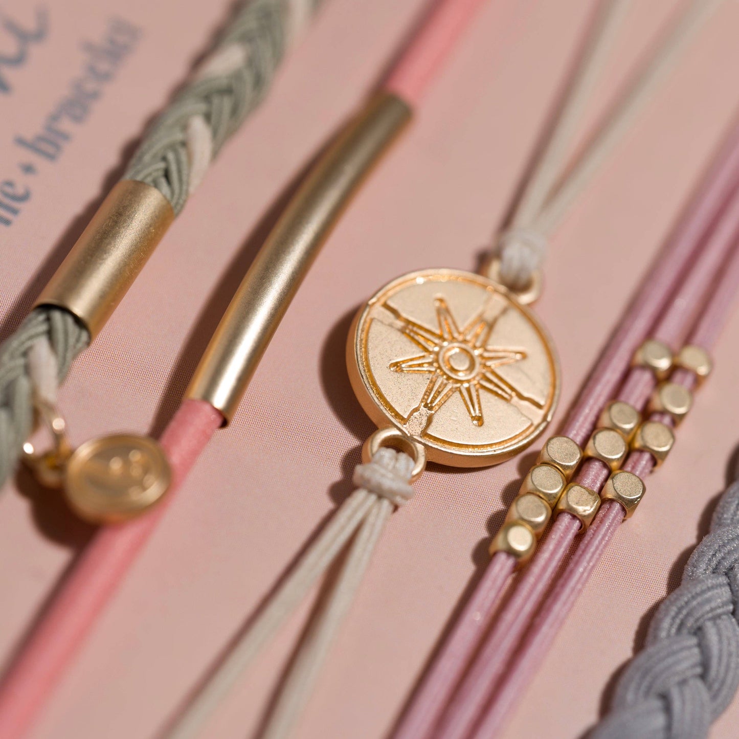 K'lani "Explore" Gold Compass Charm Hair Tie Bracelets