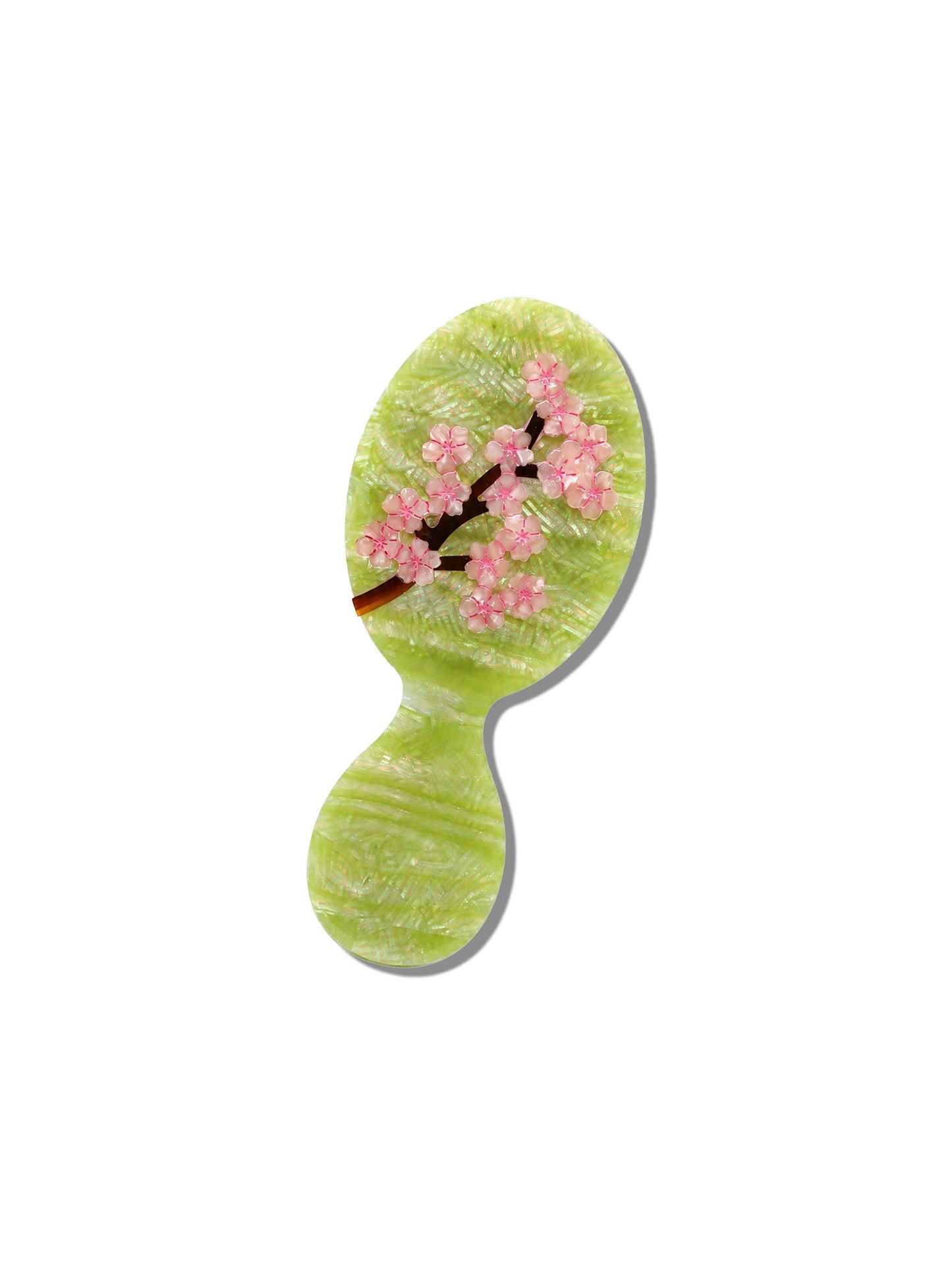 Solar Eclipse Hand-Painted Green Sakura Blossom Brush