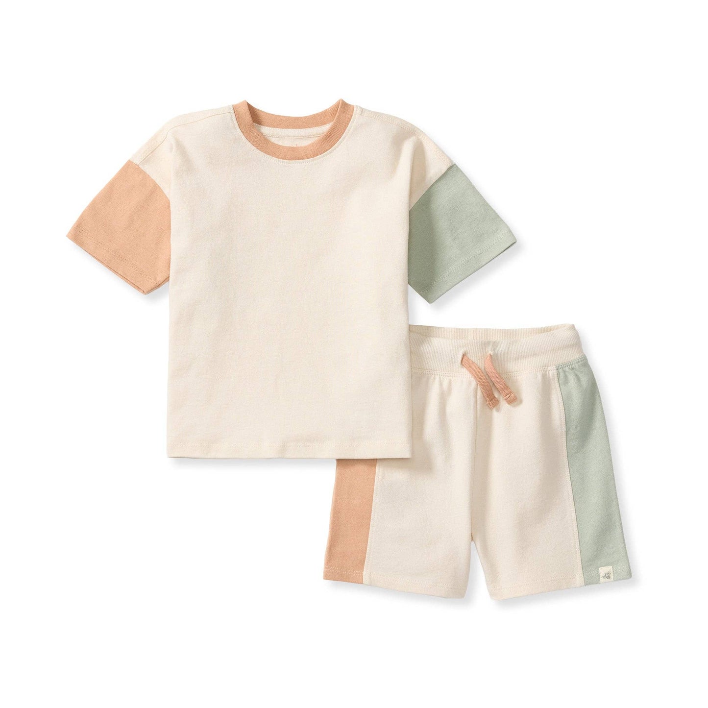 Burt's Bees Baby Color Blocked Tee & Shorts Set - Oat Beige