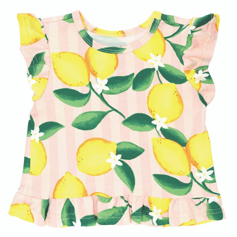 Shorts Ruffle Set - Pink Stripes + Lemons