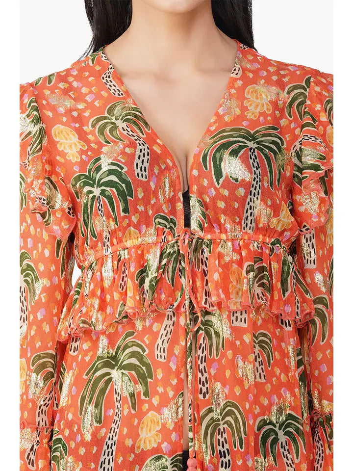 America & Beyond Coral Farm Lurex Cover Up
