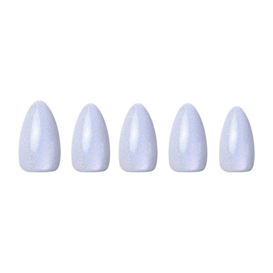 Glamnetic Frozen Press-On Nails|Pale Icy Blue Shimmer| Almond Shape