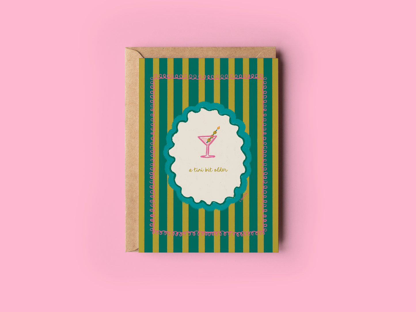 A Tini Bit Older Martini and Olives Birthday Card