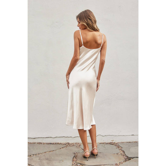 Load image into Gallery viewer, Serena Satin Slip Dress Eggshell
