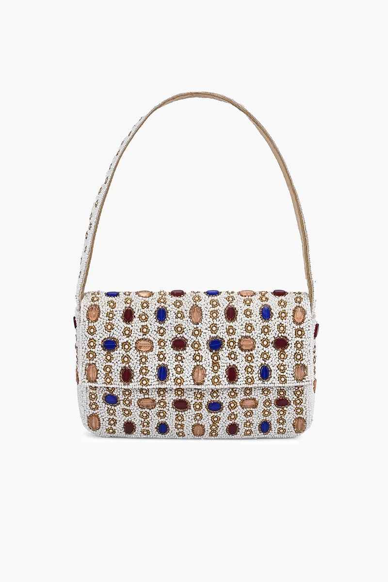America & Beyond Ivory Jewel Beaded Bag