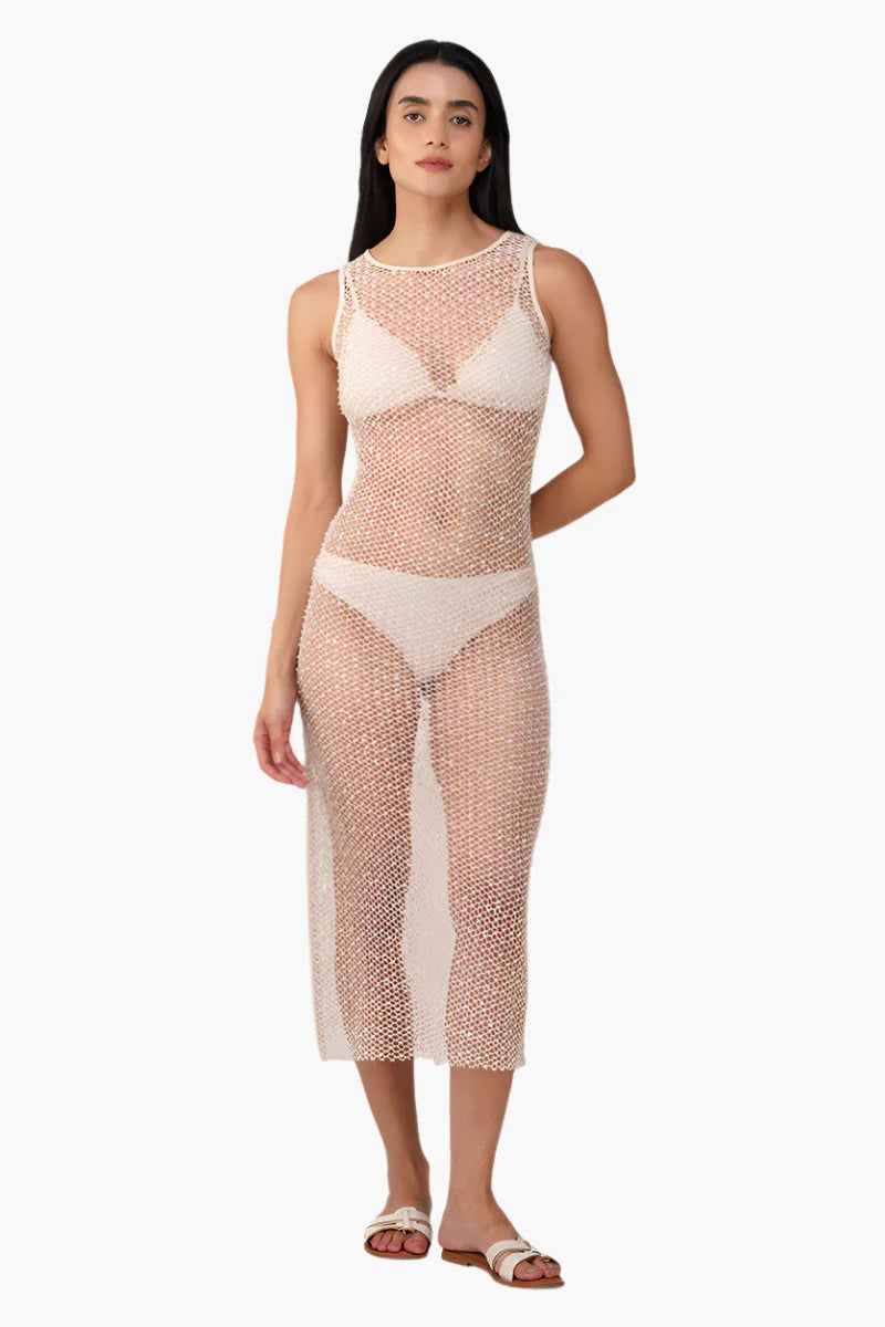America & Beyond Pearl Sheer Mesh Dress