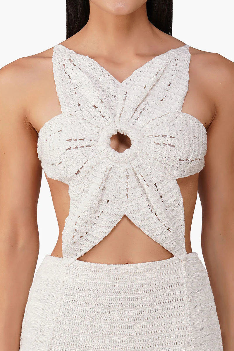 America & Beyond Crochet Floral Knit Dress