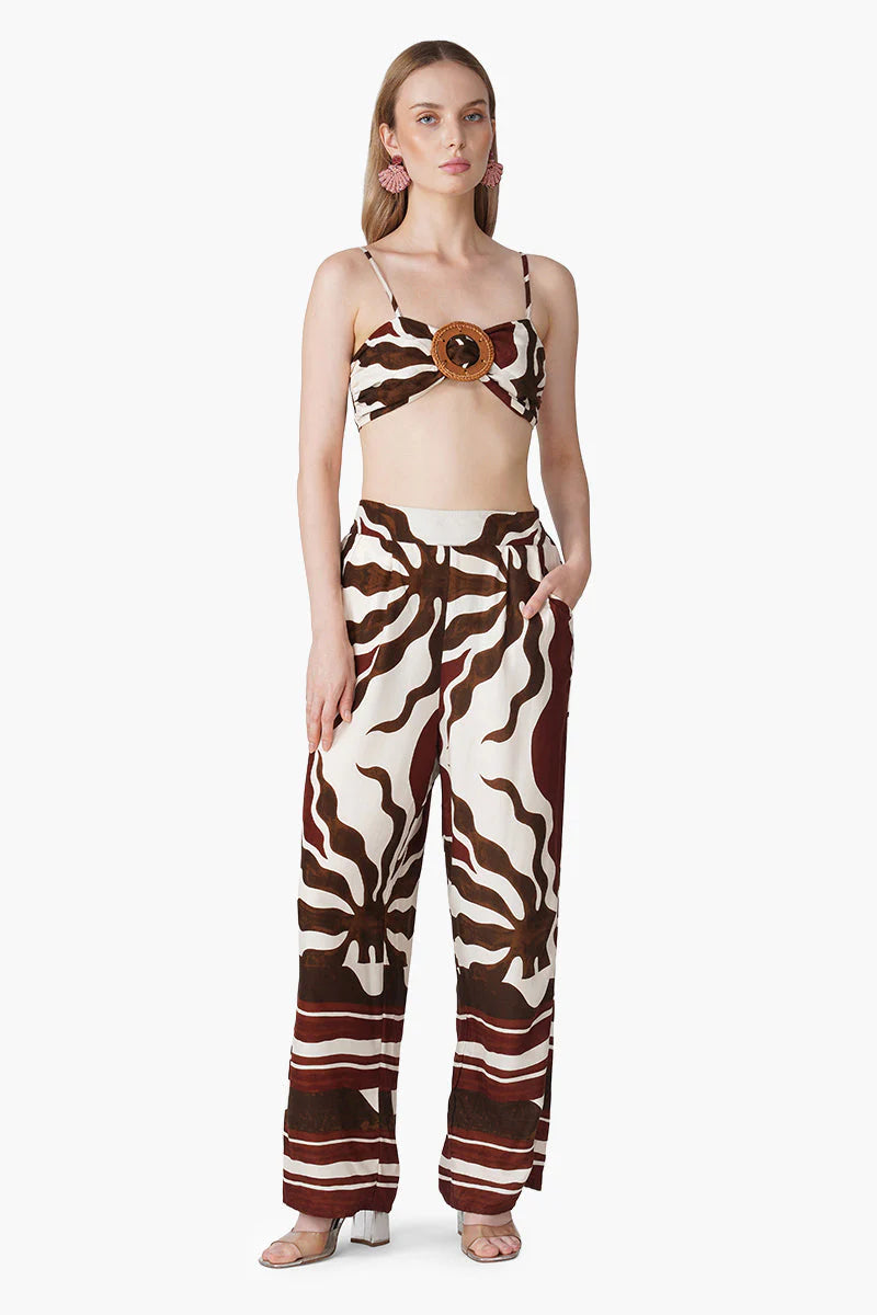 America & Beyond Tribal Print Red Crop Top