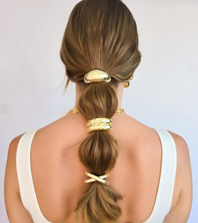 Gold Hair Tie‎ Set Kabuer Gold Metal Hair Ties, Ponytail Holders for Thick Hair  main image 3