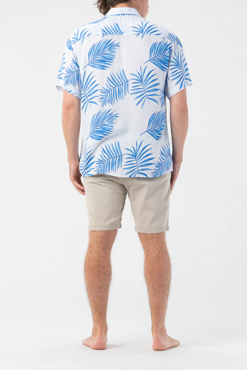 Tiare Hawaii Palm Dusty Blue Aloha Shirt