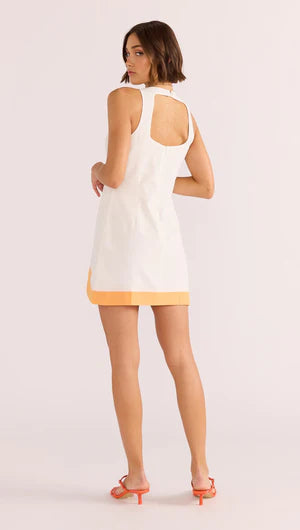 Load image into Gallery viewer, MINKPINK Alora Wave Mini Dress White &amp;amp; Orange
